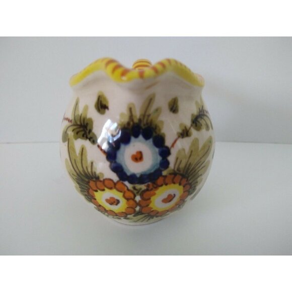 Italy Hand Painted Yellow floral creamer mini pitcher porcelain 2 1/4 x 3 in. - Picture 4 of 6